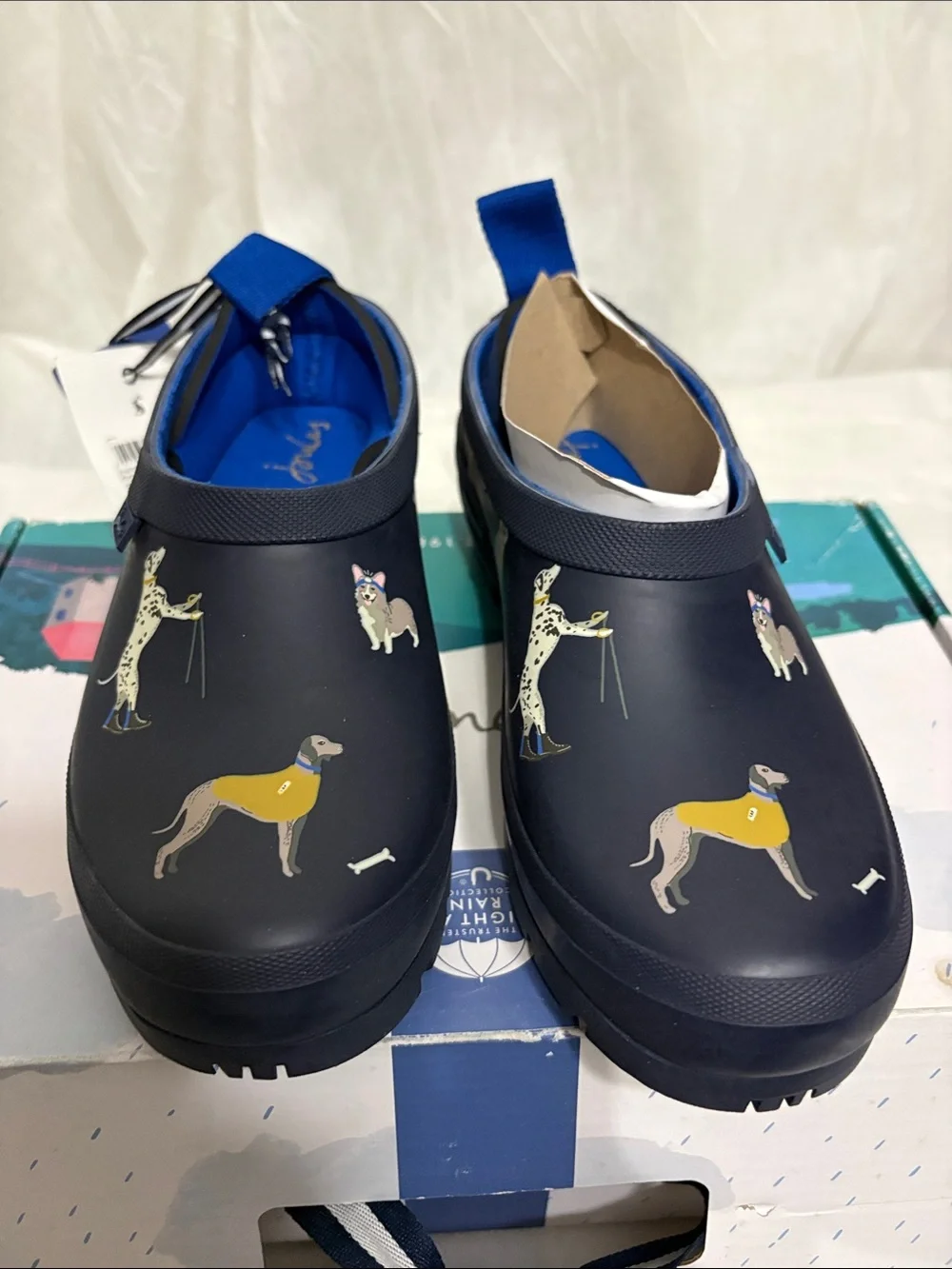 Joules Navy Dog-Print Clogs size US 5 NWT
